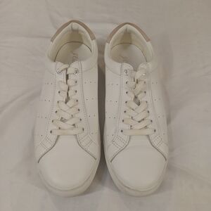 J.Crew White Saturday Sneaker Shoes Size 10 Wide Leather with Brown Detail